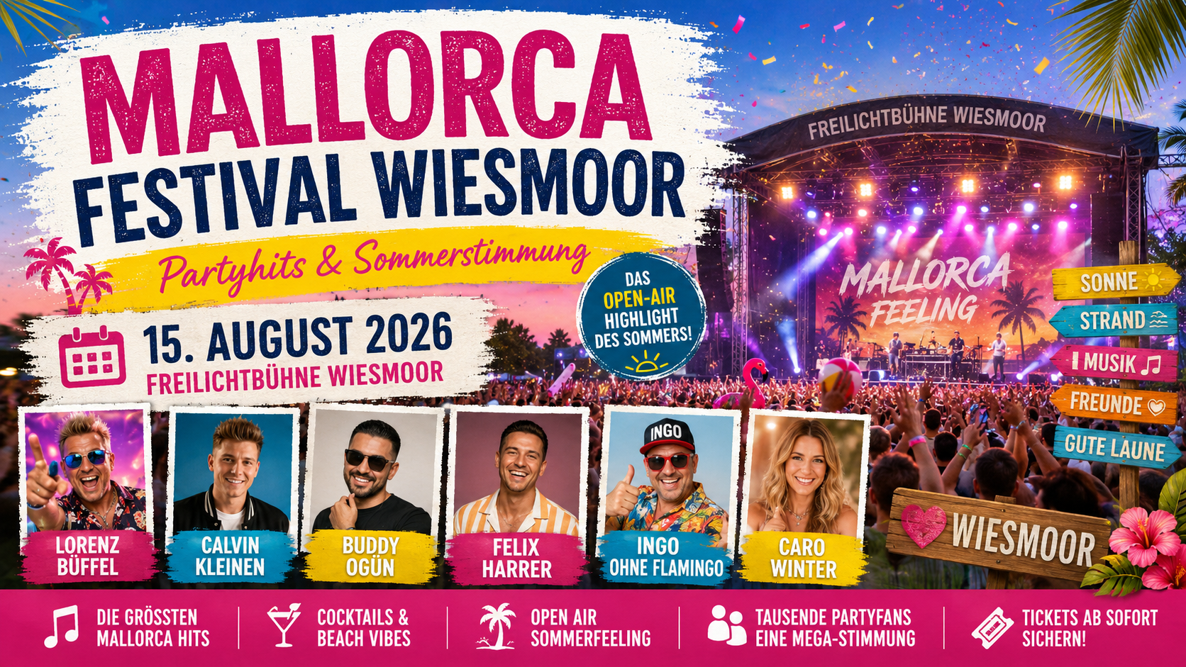 Mallorca Festival Wiesmoor 2026: Partyhits und Sommerstimmung auf der Freilichtbühne